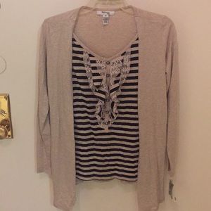 Style & Co Tan Two Piece Sweater Set Petite Small